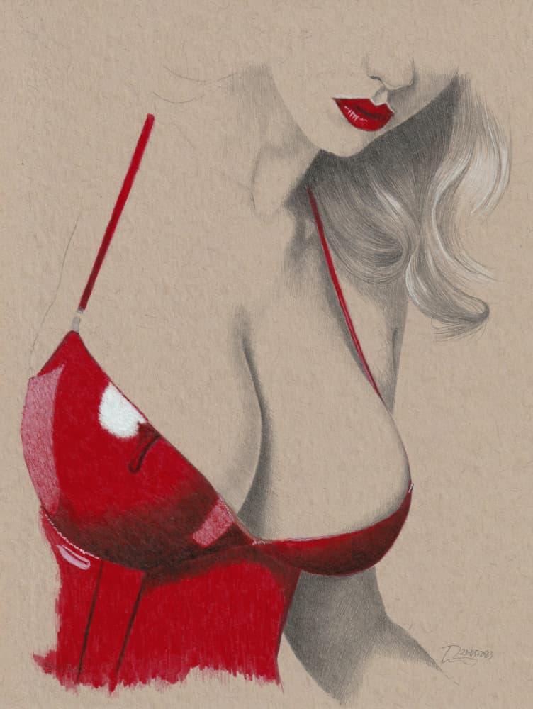 Red Lips Glamour by Walter Roos — canvas wall art