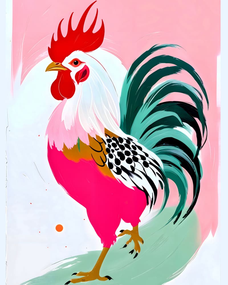 Vibrant Pink Rooster by Uma Gokhale — canvas wall art