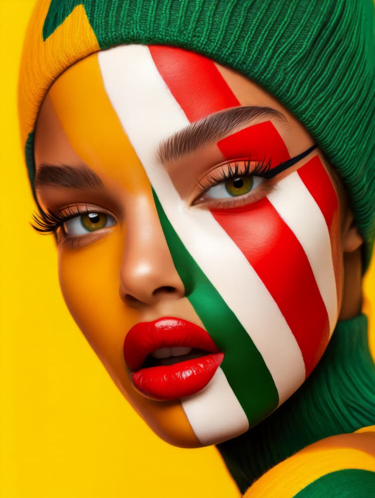 Bold Striped Portrait by Bilge Paksoylu — canvas wall art