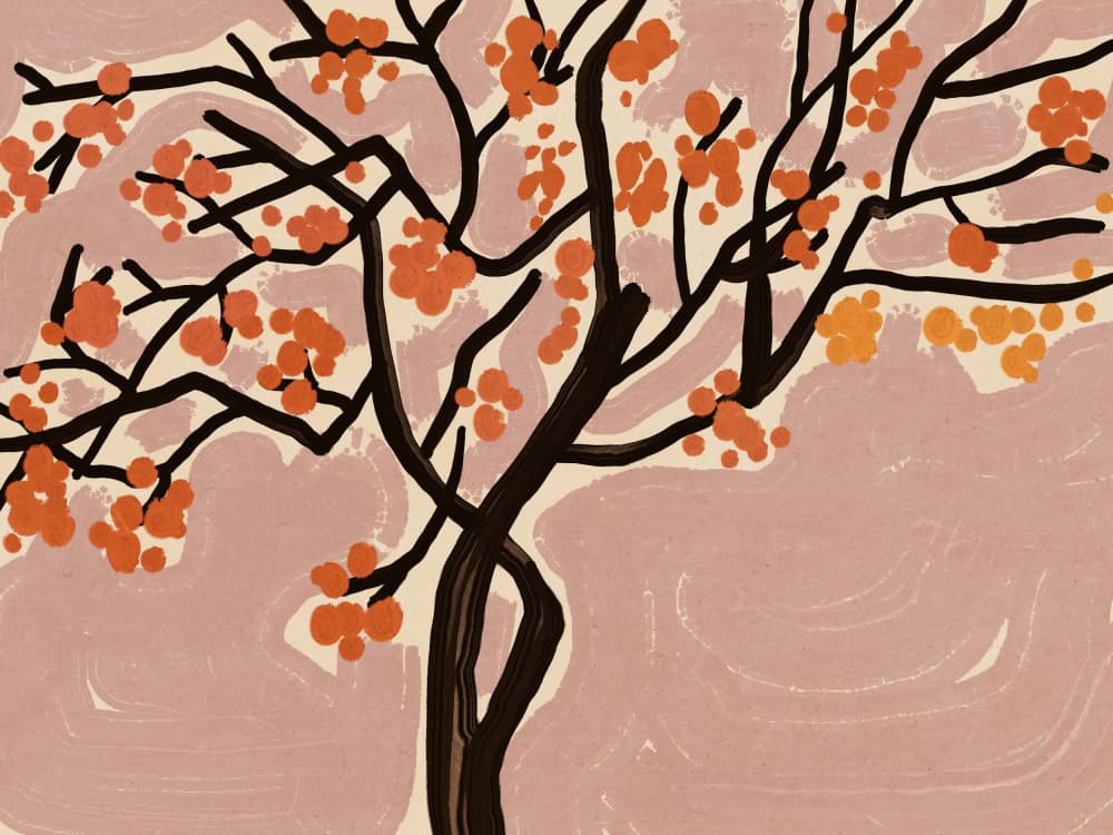 Pink Autumn Tree by Little Dean — canvas wall art