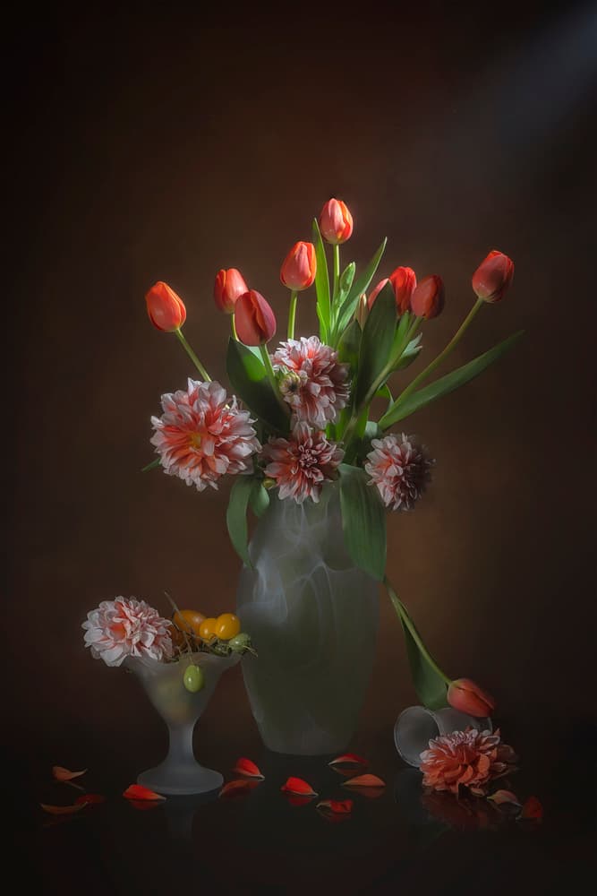 Elegant Floral Still Life by Lydia Jacobs — canvas wall art