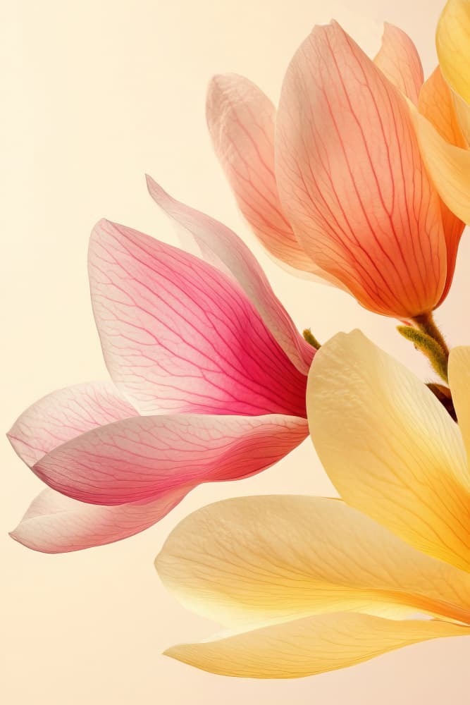 Colorful Magnolia Petals by Bilge Paksoylu — canvas wall art
