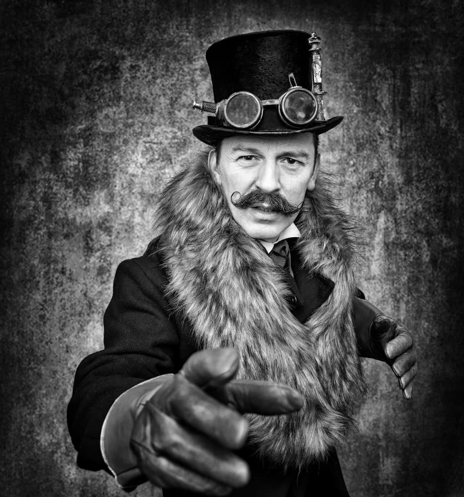 Steampunk Man Pointing by Daniel Springgay — canvas wall art