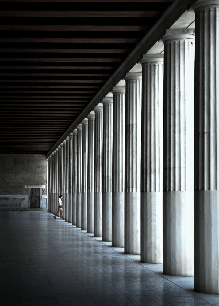 Ancient Column Hallway by Jorge Pimenta — canvas wall art