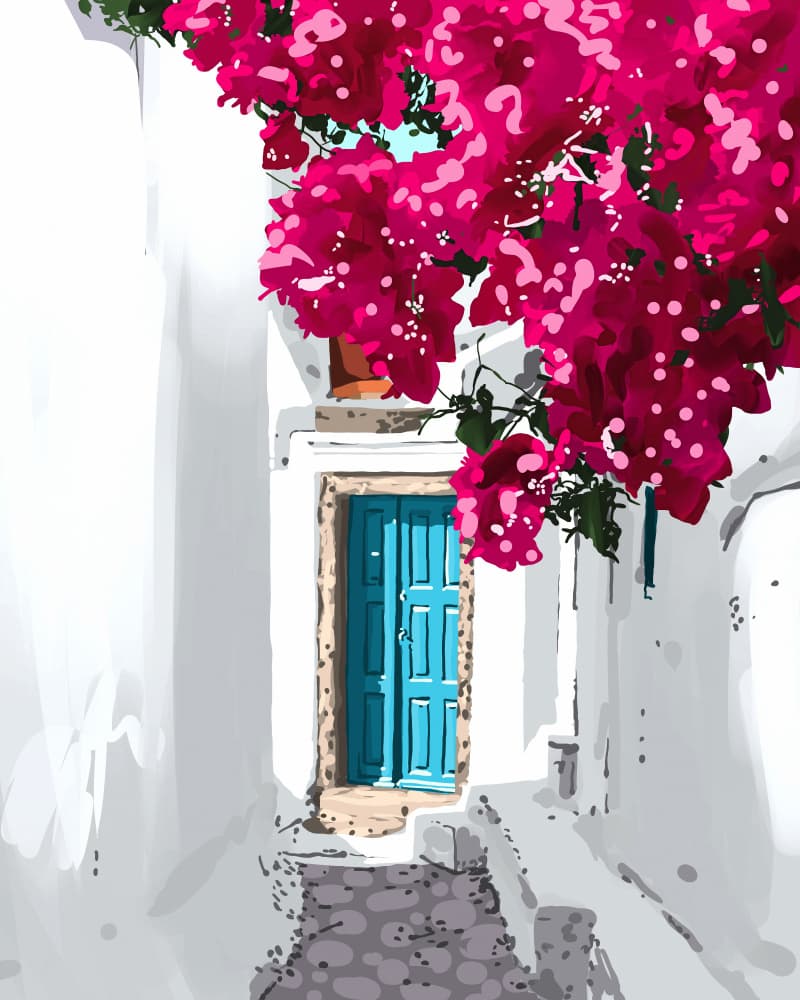 Pink Bougainvillea Alley by Uma Gokhale — canvas wall art