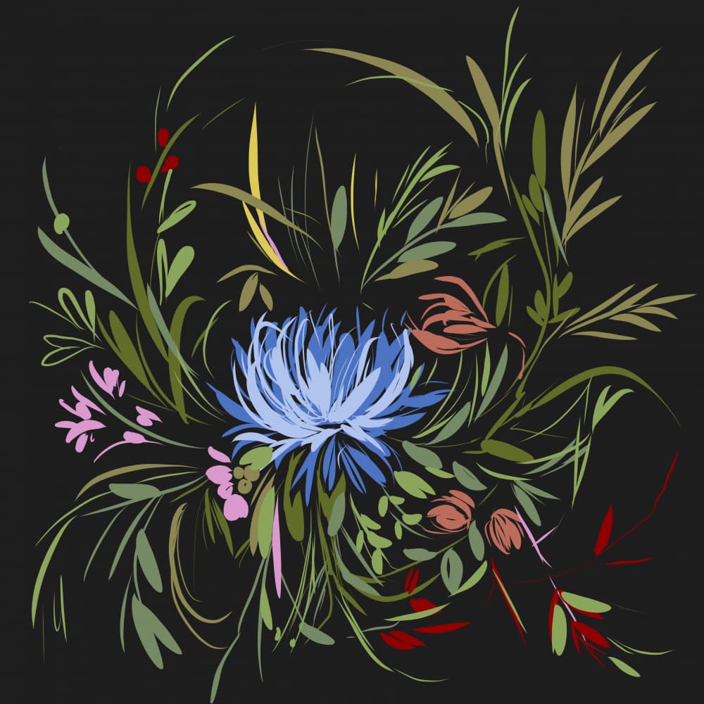Vibrant Dark Floral Bloom by Josie George — canvas wall art
