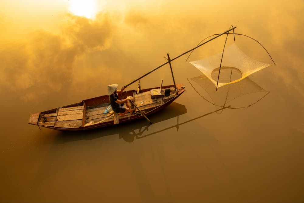 Golden Hour Fishing Boat by Azim Khan Ronnie — canvas wall art
