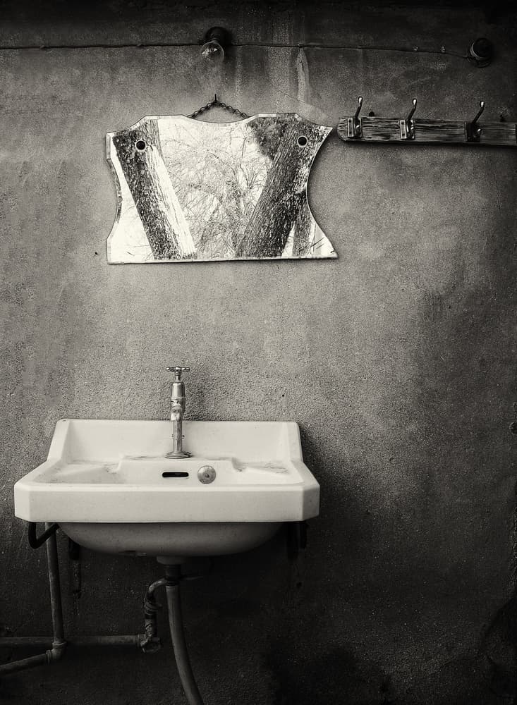 Aged Sink And Mirror by Jalili — canvas wall art