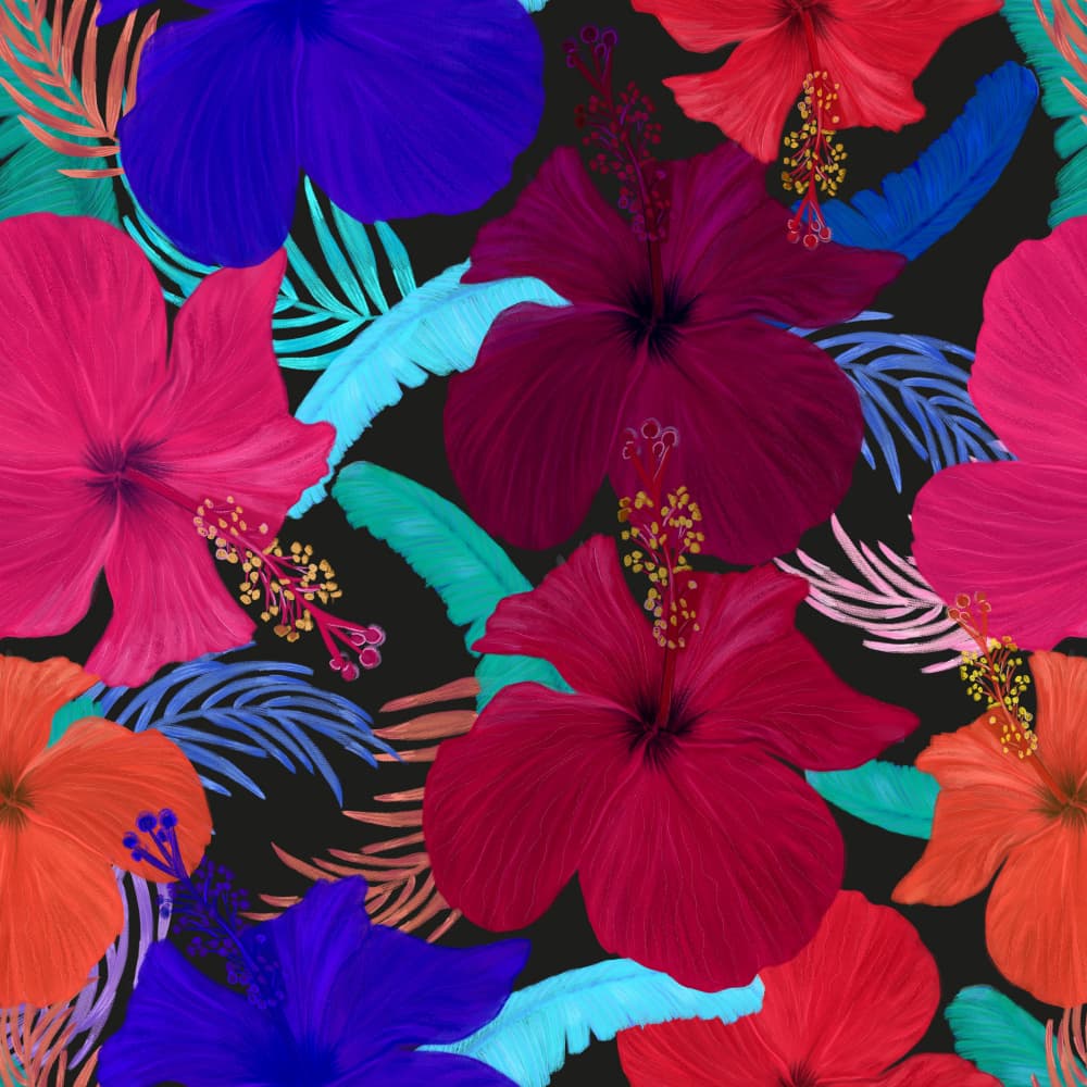 Vibrant Tropical Hibiscus by GULSENGUNEL — canvas wall art