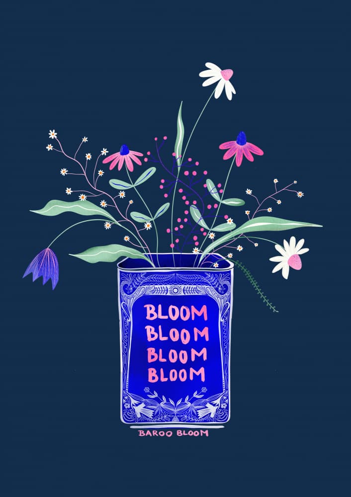 Blooming Blue Vase by Baroo Bloom — canvas wall art