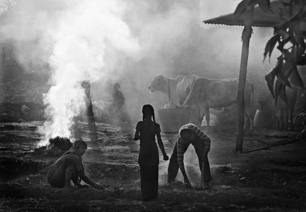 Smoky Village Morning by Lou Urlings — canvas wall art