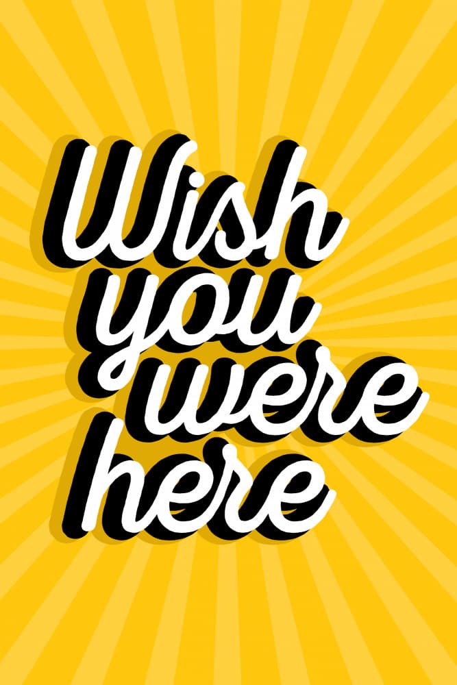 Wish You Were Here Typography by Frankie Kerr-Dineen — canvas wall art