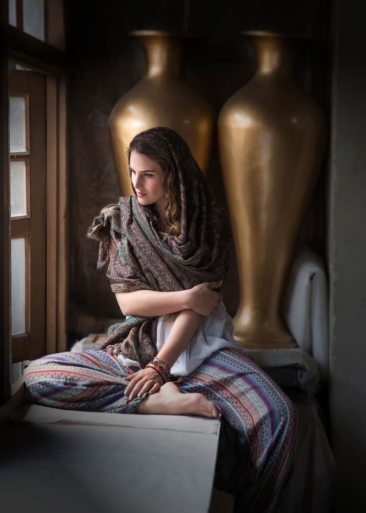 Serene Woman By Window by kenp — canvas wall art