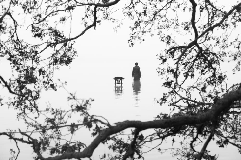 Solitary Man In Water by Leszek Paradowski — canvas wall art