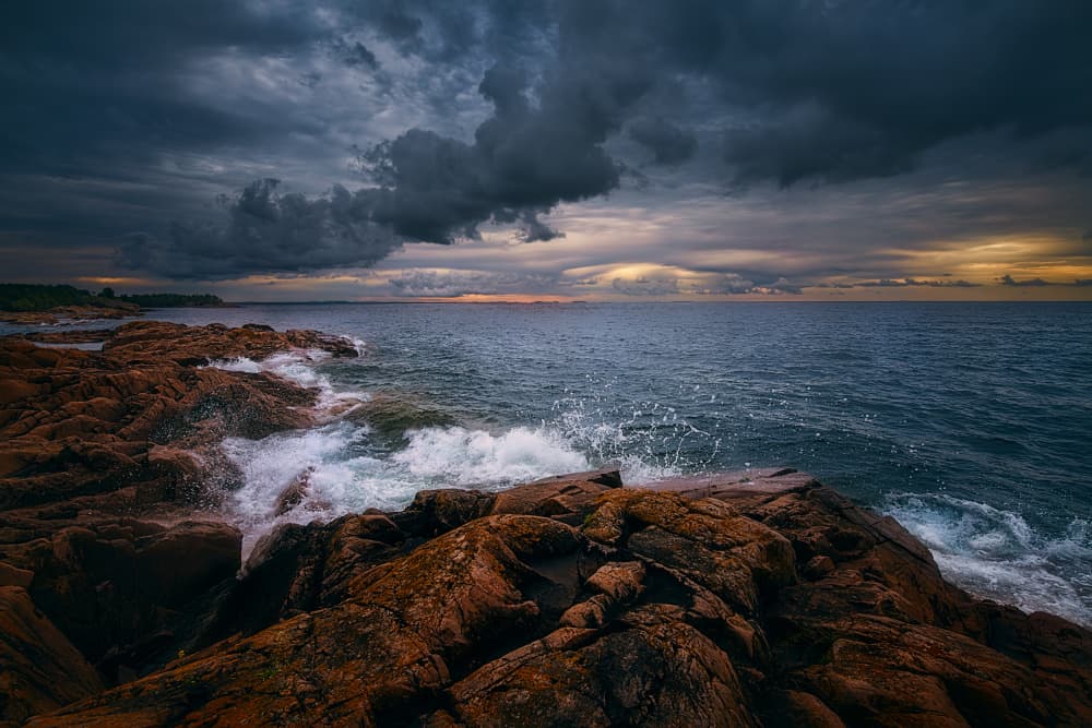 Stormy Coastal Rocks by Ben.C.L — canvas wall art