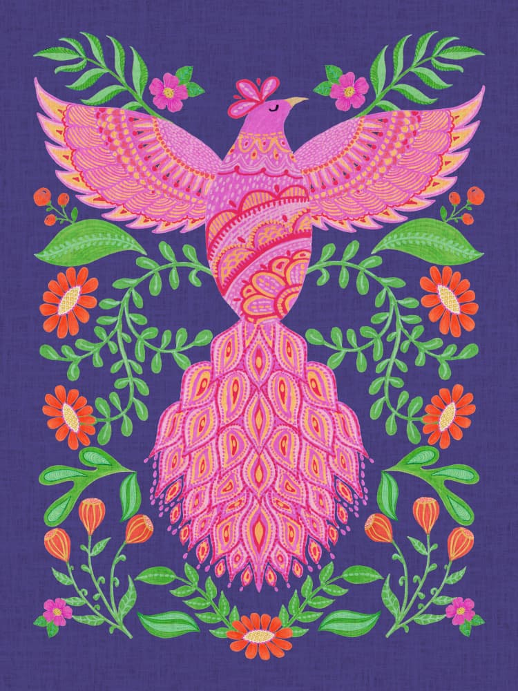 Vibrant Phoenix Floral by Suchi Deb — canvas wall art