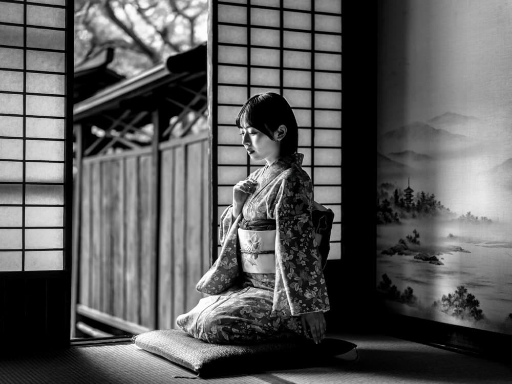 Japanese Kimono Serenity by Yuzo Fujii — canvas wall art
