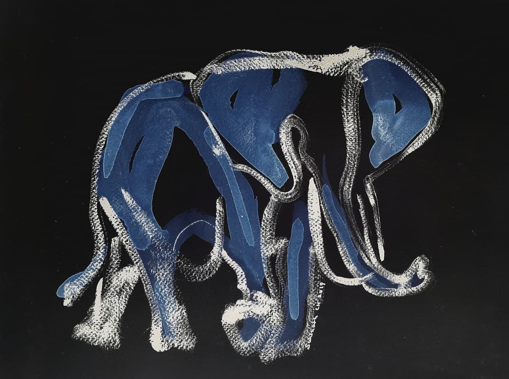 Abstract Blue Elephant by Santhosh ch — canvas wall art
