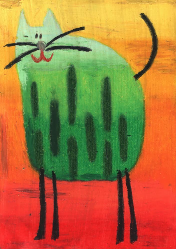 Happy Green Cat by Kulik — canvas wall art