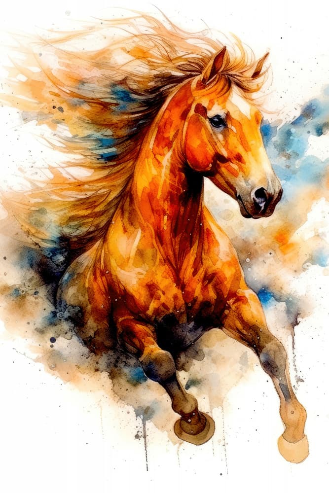 Wild Watercolor Horse by Justyna Jaszke — canvas wall art