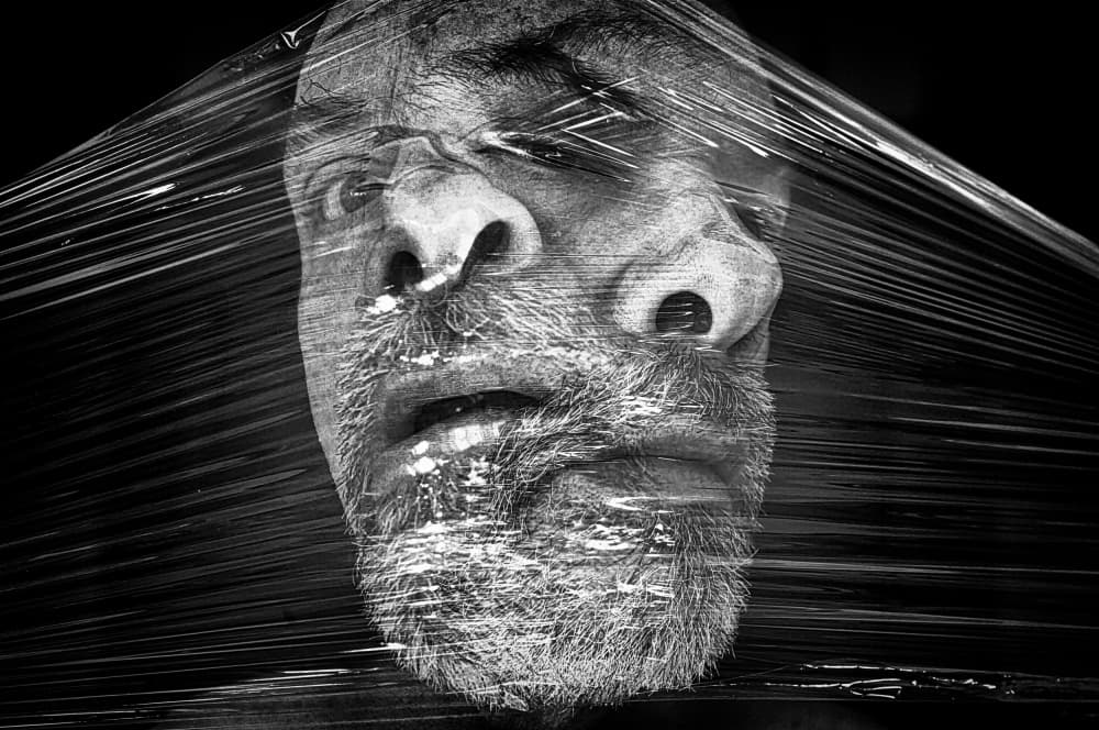 Man Wrapped in Plastic by Raffaele Corte — canvas wall art