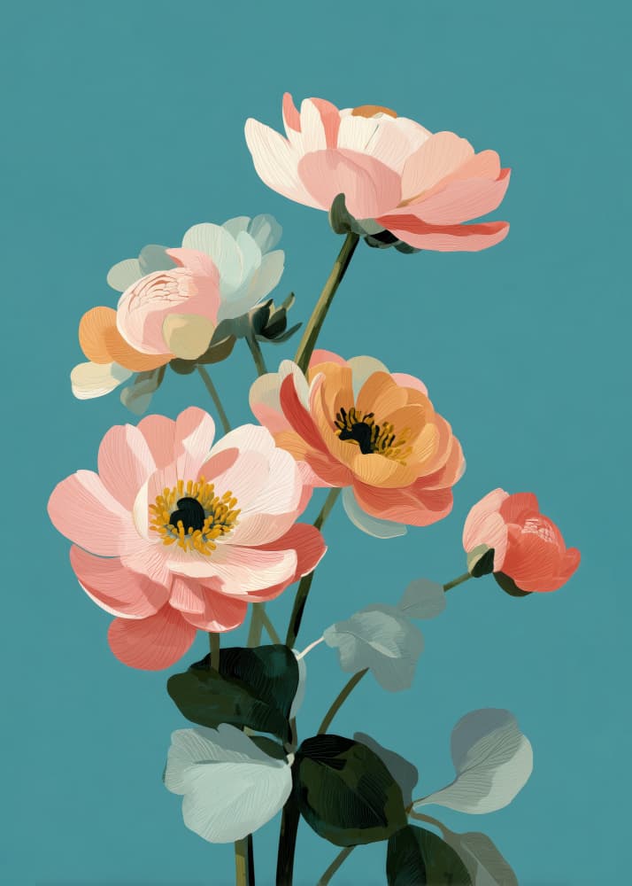 Pink Orange Blooms by City Art — canvas wall art
