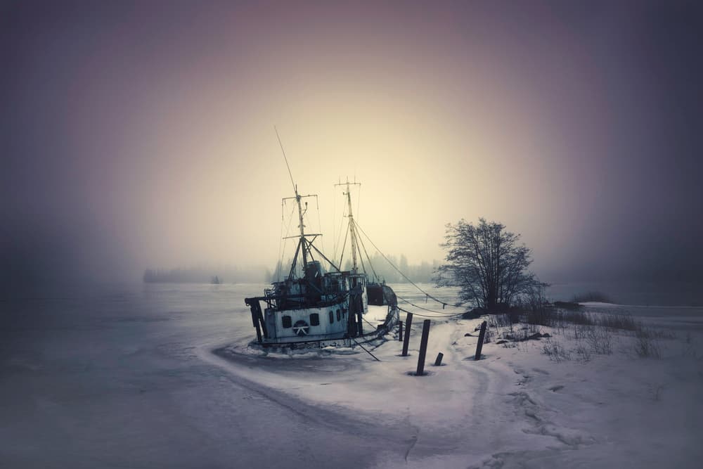 Frozen Winter Boat by Mika Suutari — canvas wall art