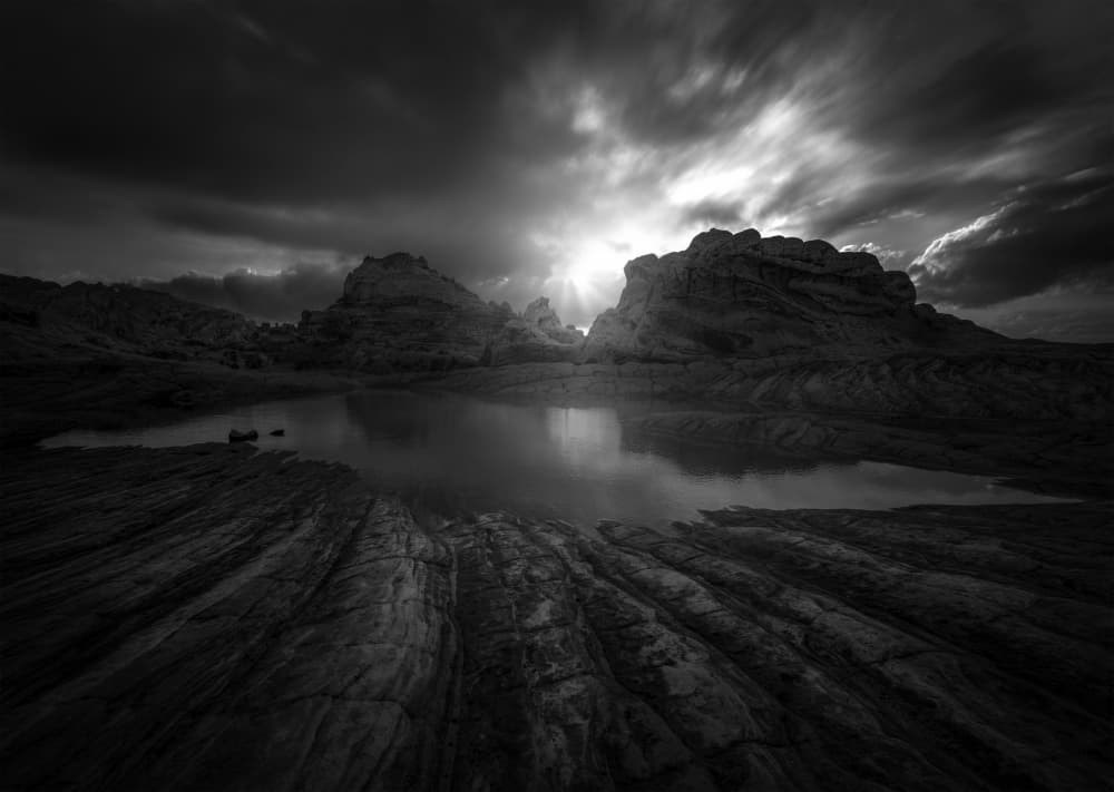 Dramatic Desert Light by Ruiqing P. — canvas wall art
