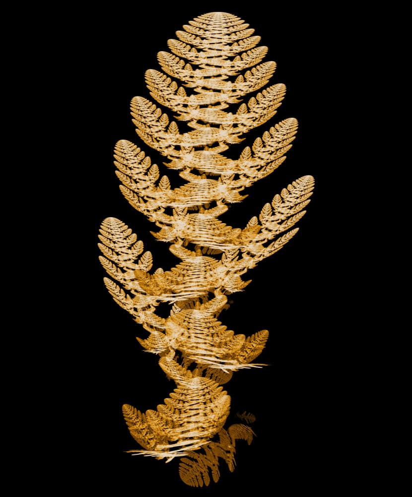 Golden Fractal Fern by Mystic Number — canvas wall art