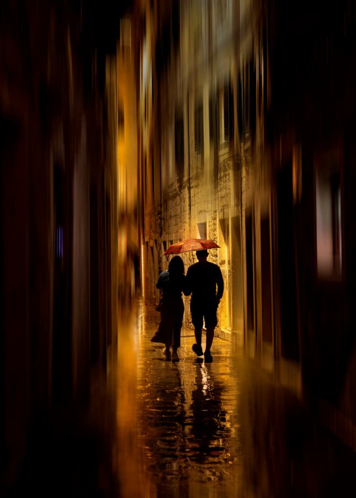 Romantic Rainy Walk by Dennis Zhang — canvas wall art