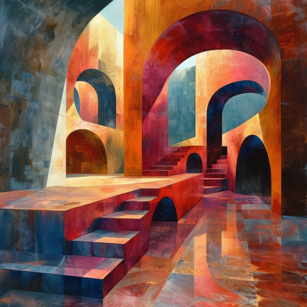 Colorful Abstract Arches by Bilge Paksoylu — canvas wall art