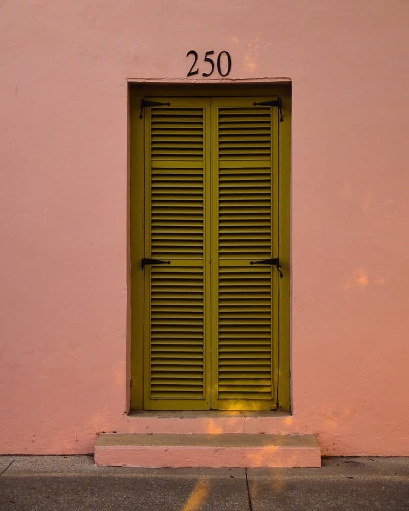 Pink Wall Green Shutters by Del Mundo Imagery — canvas wall art