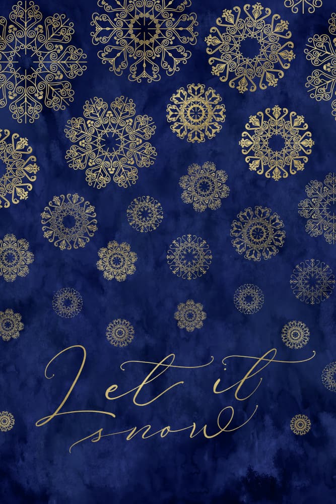 Let It Snow Gold Flakes by Rosana Laiz Blursbyai — canvas wall art