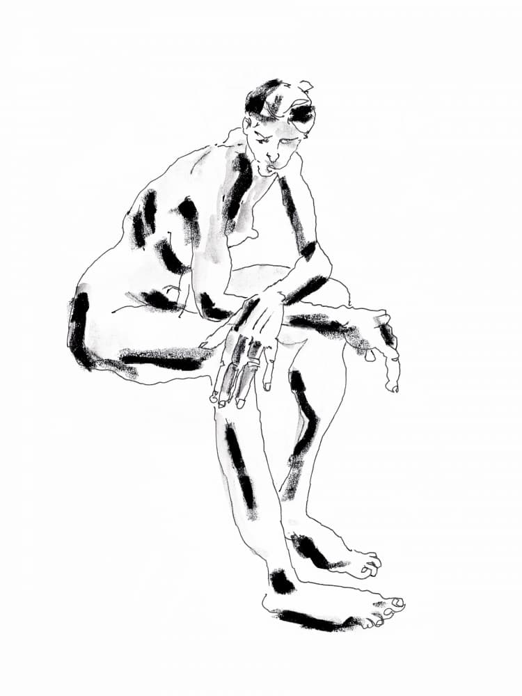 Seated Contemplative Figure by Francesco Gulina — canvas wall art