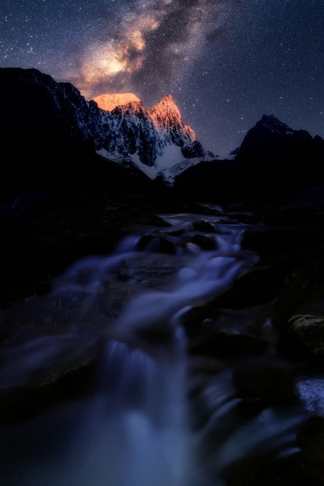 Milky Way Mountain River by Damon Hao — canvas wall art