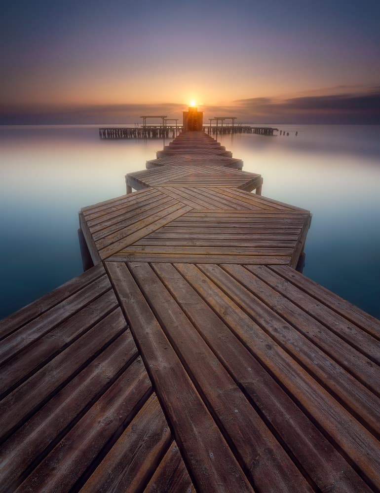 Tranquil Pier Sunset by Bartolome Lopez — canvas wall art