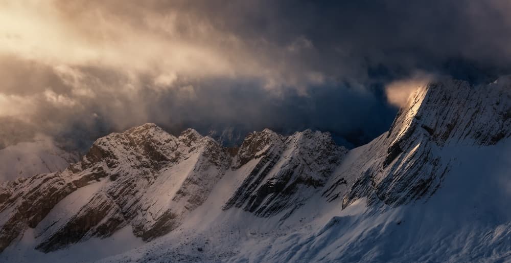Golden Light Mountain Peaks by Tom Meier — canvas wall art
