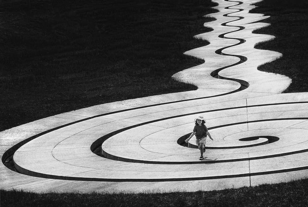 Child on Spiral Path by Haruyo Sakamoto — canvas wall art