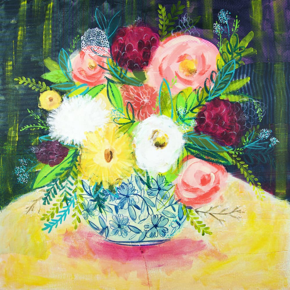 Vibrant Painted Bouquet by Shelley Hampe — canvas wall art