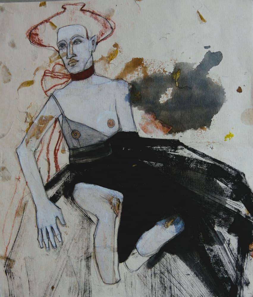 Expressive Figure With Hat by Doris Schmitz — canvas wall art