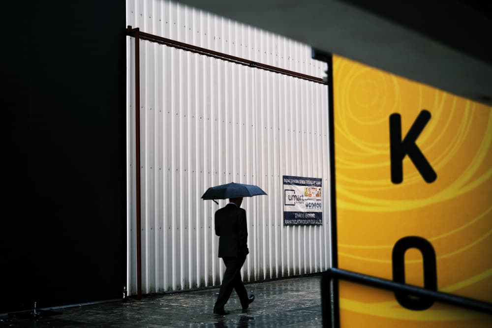 Urban Rain Silhouette by Ali Ayer — canvas wall art