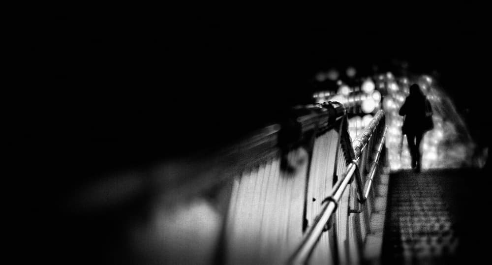 Solitary Figure Urban Night by Teruhiko Tsuchida — canvas wall art