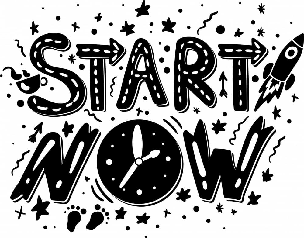 Start Now Clock Rocket by Marika Barsrsind β canvas wall art