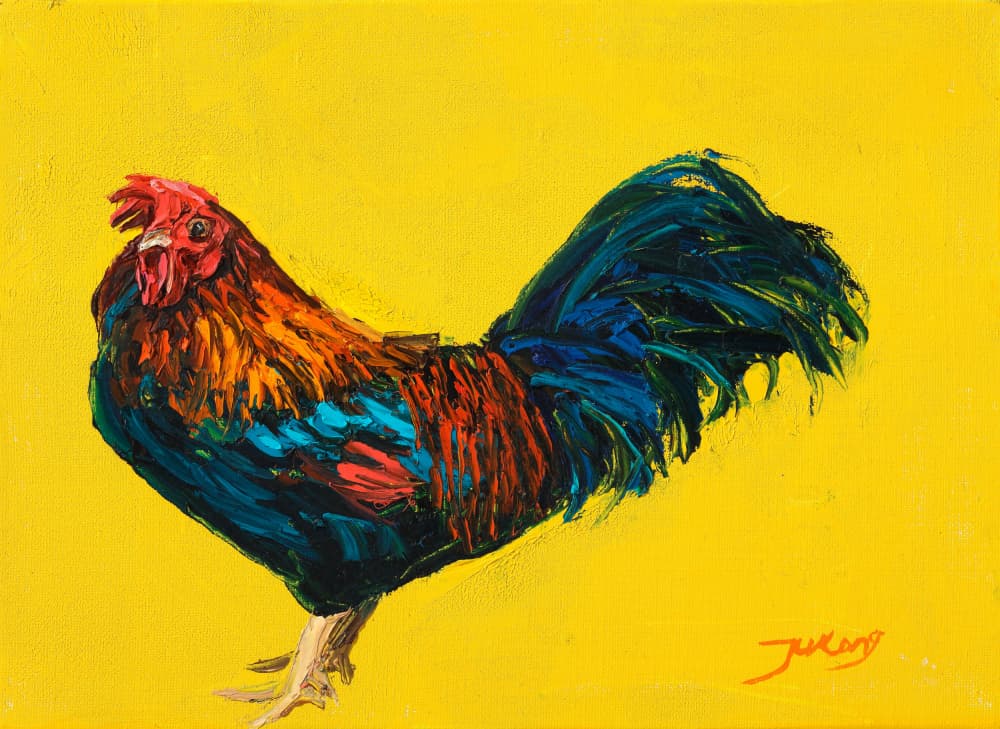 Vibrant Rooster by Jukyong Park — canvas wall art