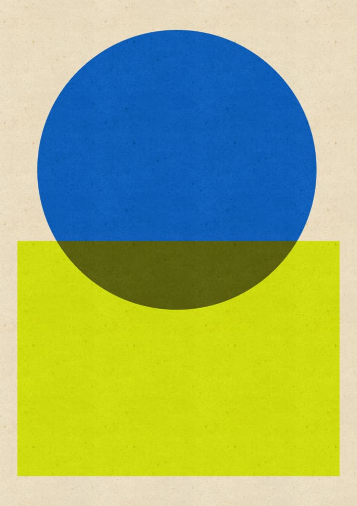 Modern Blue Yellow Forms by Nicholas — canvas wall art