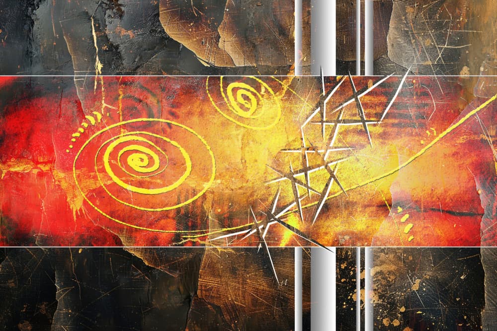 Fiery Grunge Abstract by Rafal Kulik — canvas wall art