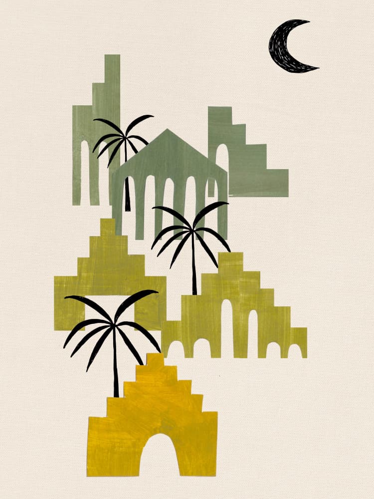 Desert Oasis Night by Ejaaz Haniff — canvas wall art