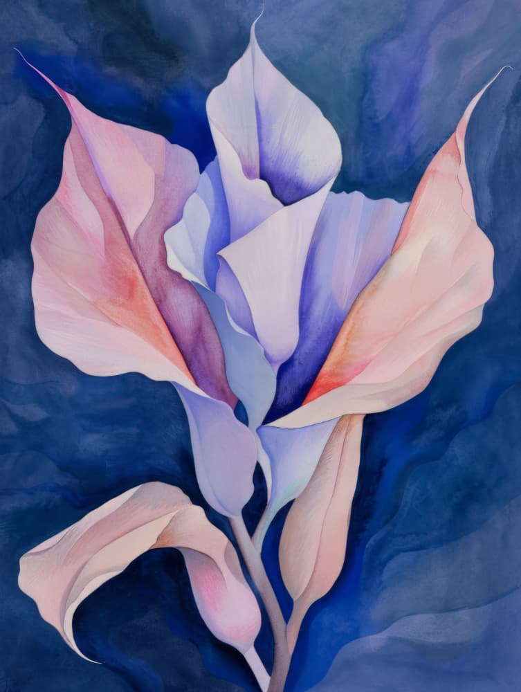 Soft Pink Blue Petals by Bilge Paksoylu — canvas wall art