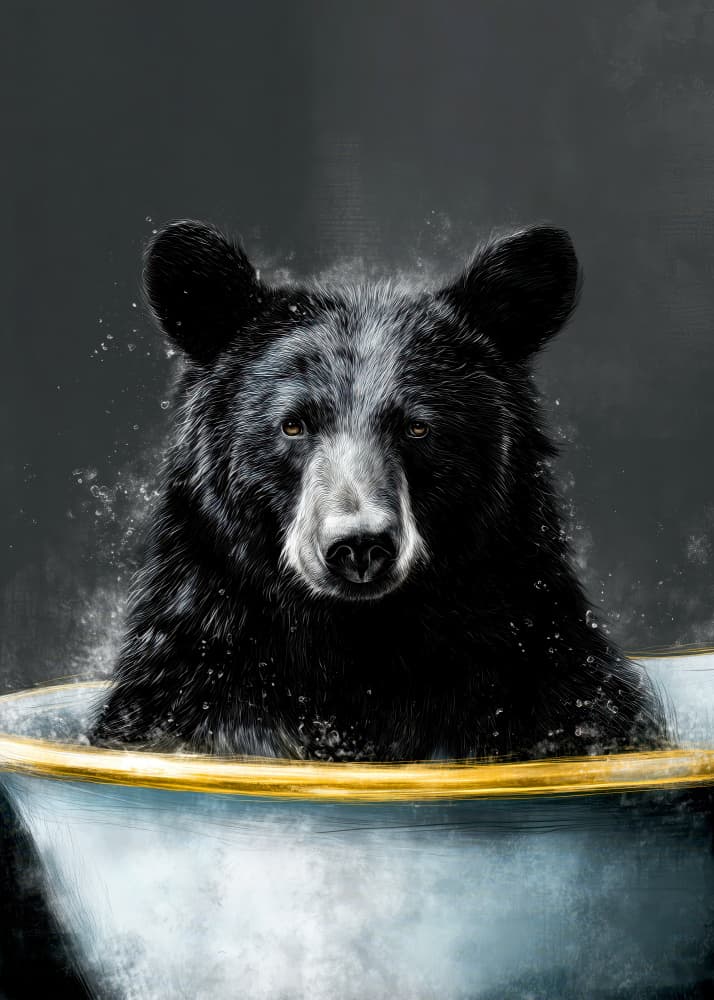 Bear In Bathtube 5 by Justyna Jaszke — canvas wall art