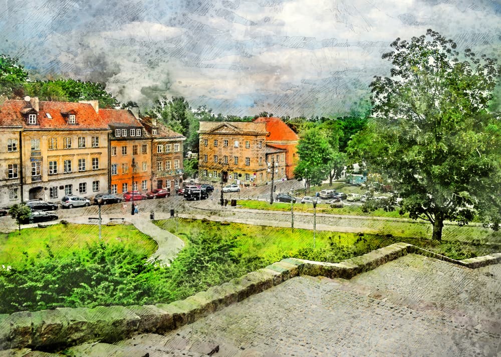 Historic City Park View by Justyna Jaszke — canvas wall art